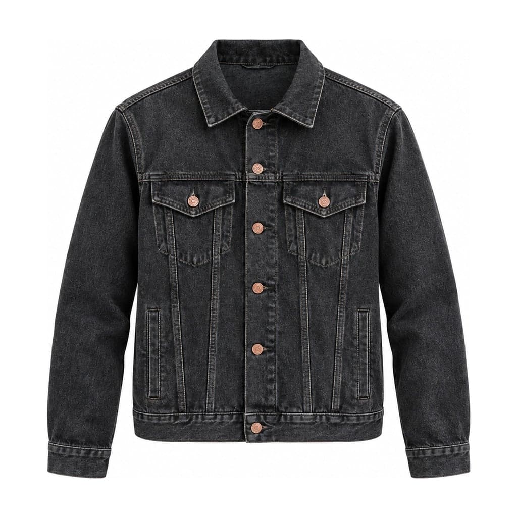 Ghost mannequin result of the same black denim jacket