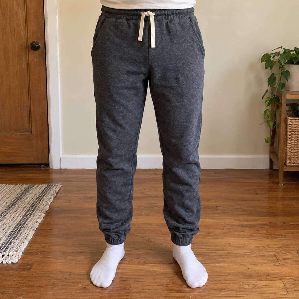 Charcoal joggers, Worn photo before