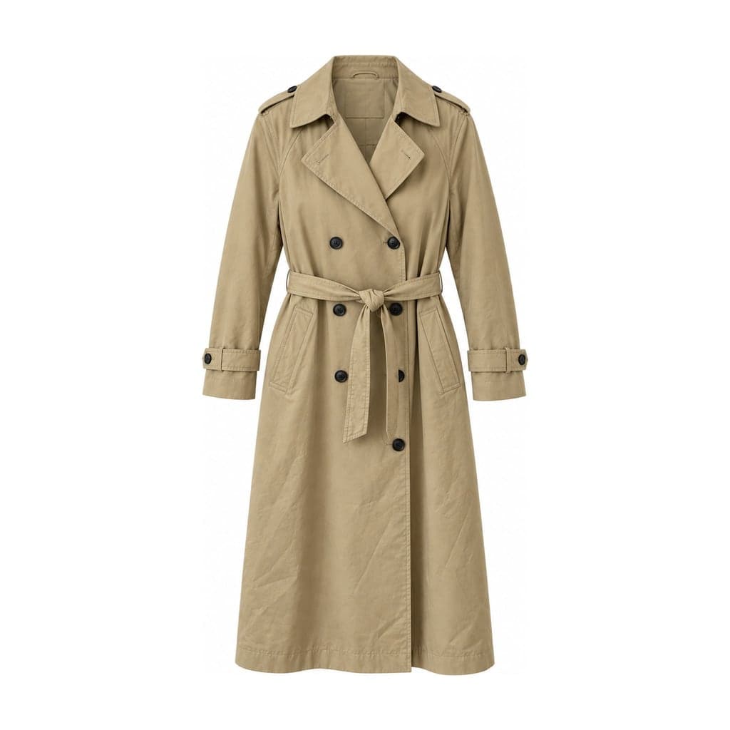 Ghost mannequin result of the same Khaki trench coat