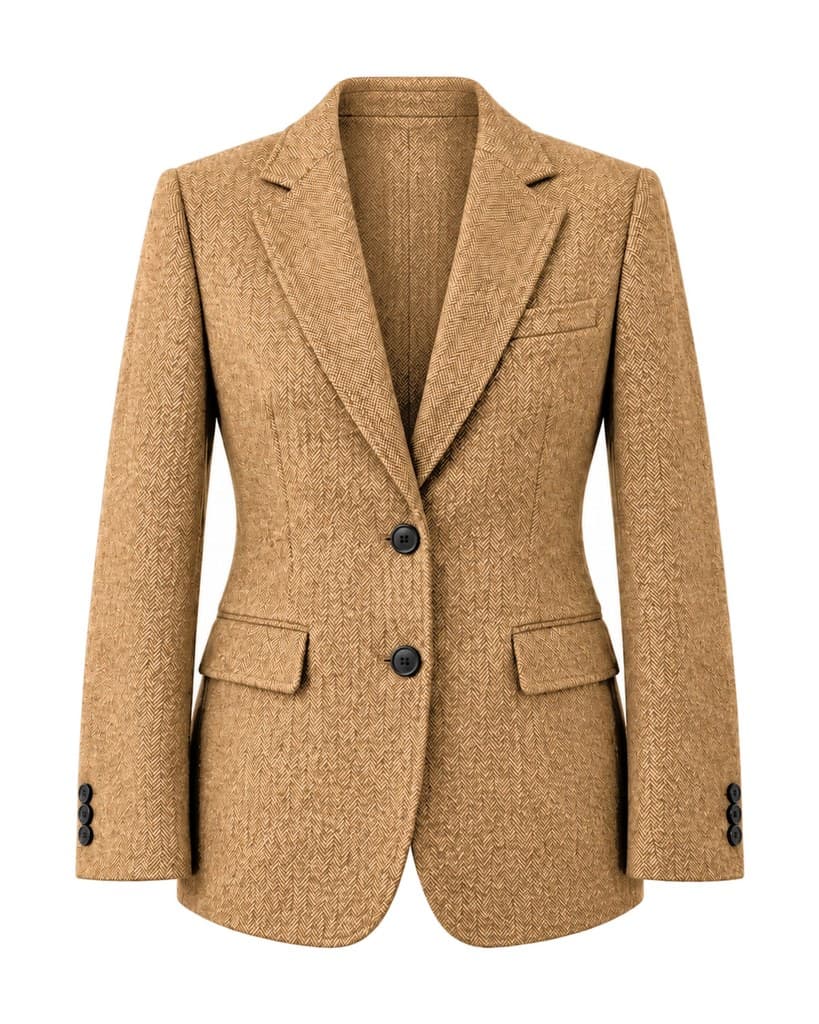 Blazer espinha de peixe trocado de grafite para caramelo