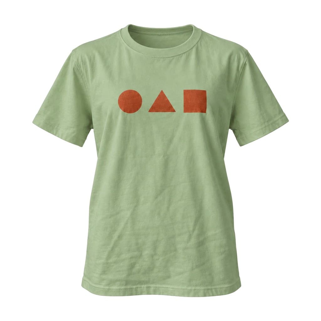 Camiseta estampada trocada de marfim para verde-sálvia